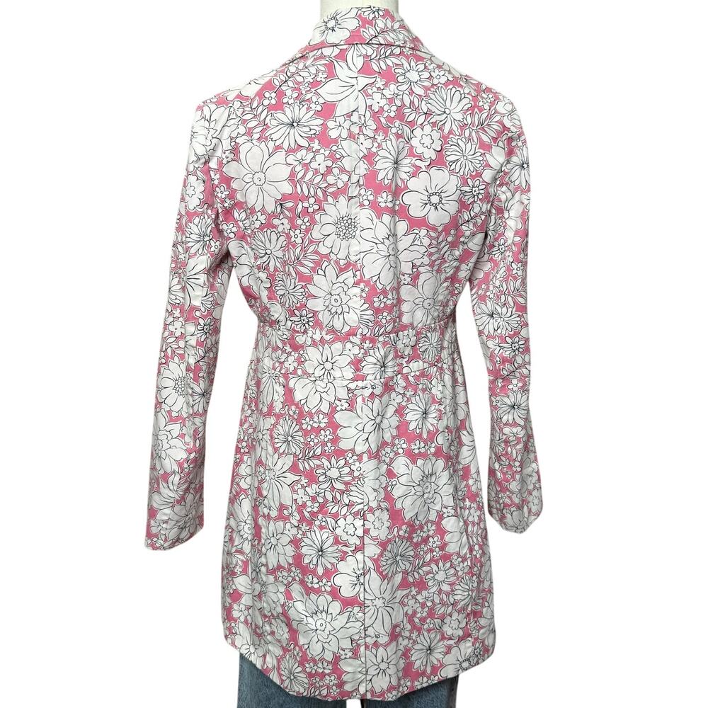 Ann Taylor LOFT Pink White Floral Longline Blazer Jacket Car Coat 4P - Picture 3 of 11